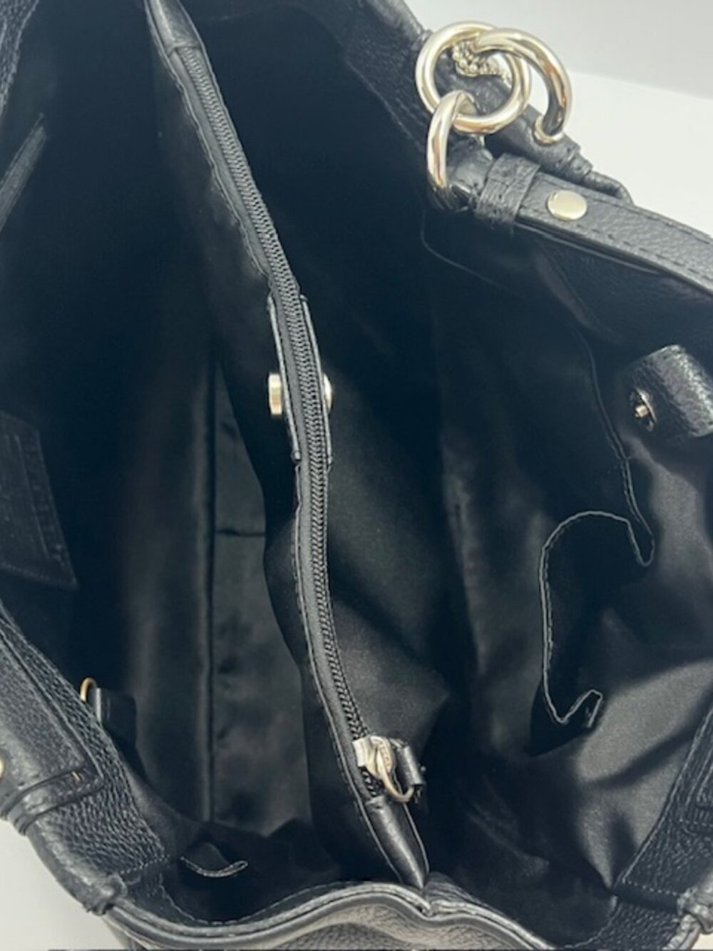 Coach Peyton Penelope Pebble Leather Turn Lock CarryAll Satchel Bag F16531 Black - Picture 12 of 16